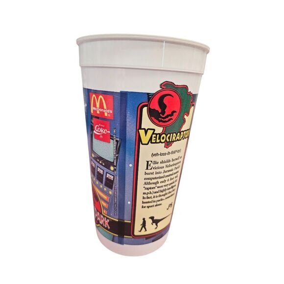 1992 McDonald’s Velociraptor Collectible Cup Jurassic Park Dinosaur 7” Vintage - Picture 1 of 10